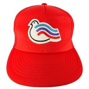Vintage Trucker Hat Dove Rainbow Wings Red Foam Mesh Snapback Cap